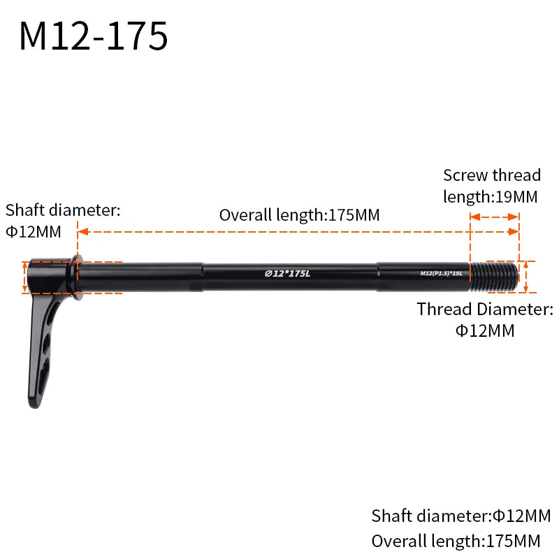 Lebycle MTB Quick release Thru Axle Road Bike Screw Shaft DT Structure Skewers 12mm Wheel Axis Hub Rear M12 M15 x 148-WAYBIKER