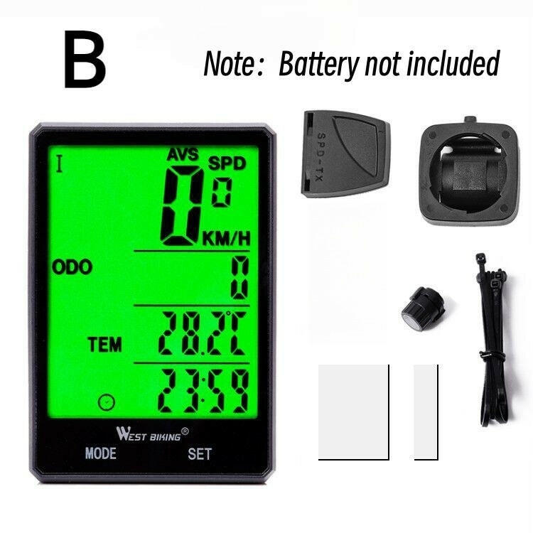2.8" Mountain road bike wireless code meter Large screen English waterproof luminous tachymeter Speedometer Cycling Stopwatch-WAYBIKER