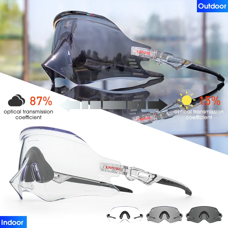 Kapvoe-Photochromic Sports Sunglasses for Man Road MTB Bicycle Glasses Riding Goggle Sports Eyewear Bike Women Cycling Glasses