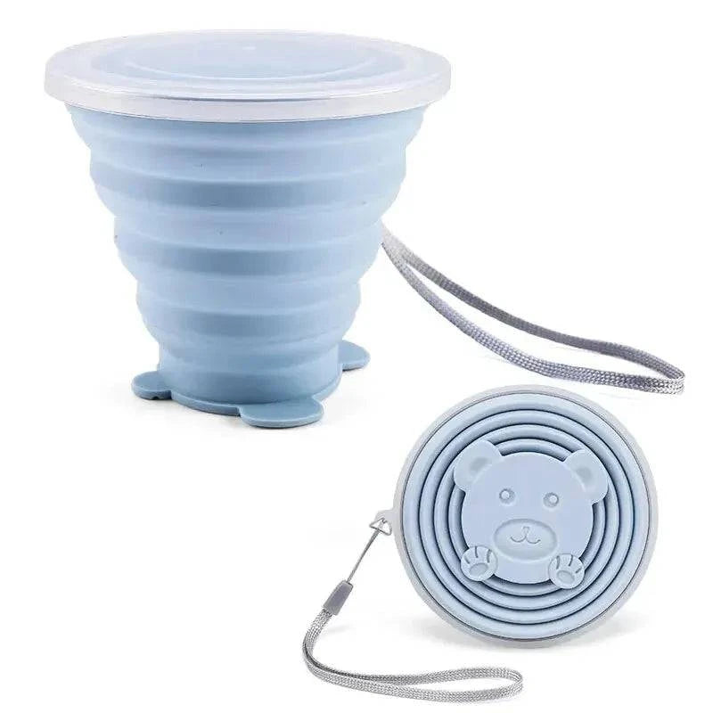 180ML Portable Silicone Folding Water Cup Outdoor Heat Resistant Foldable Mug With Lid Collapsible Travel Drinking Cups-WAYBIKER