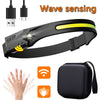 1-5PCS Induction Headlamp COB LED Head Lamp with Built-in Battery Flashlight USB Rechargeable Torch Outdoor Lighting Work Light-WAYBIKER