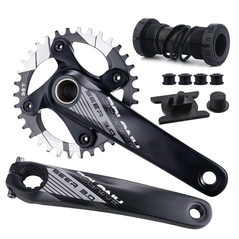 BOLANY Mountain Bike Crankset 170MM 104BCD Crankset Hollow Crank Aluminum Alloy MTB Bicycle Crank Chainring Bicycle Accessories-WAYBIKER