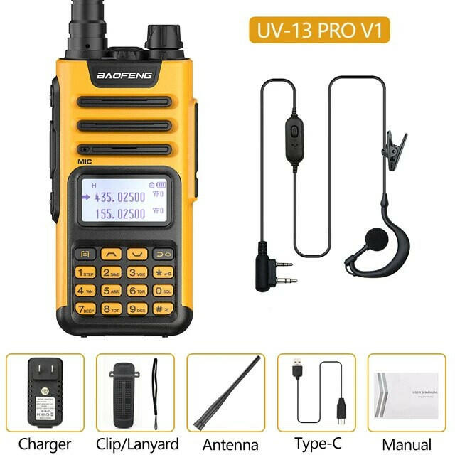 Baofeng UV-13 PRO Ham Radio 16 KM Long Range Distance Dual Band 999 Channel Type-C Charging Walkie Talkie Upgrade UV-5R UV-10R-WAYBIKER