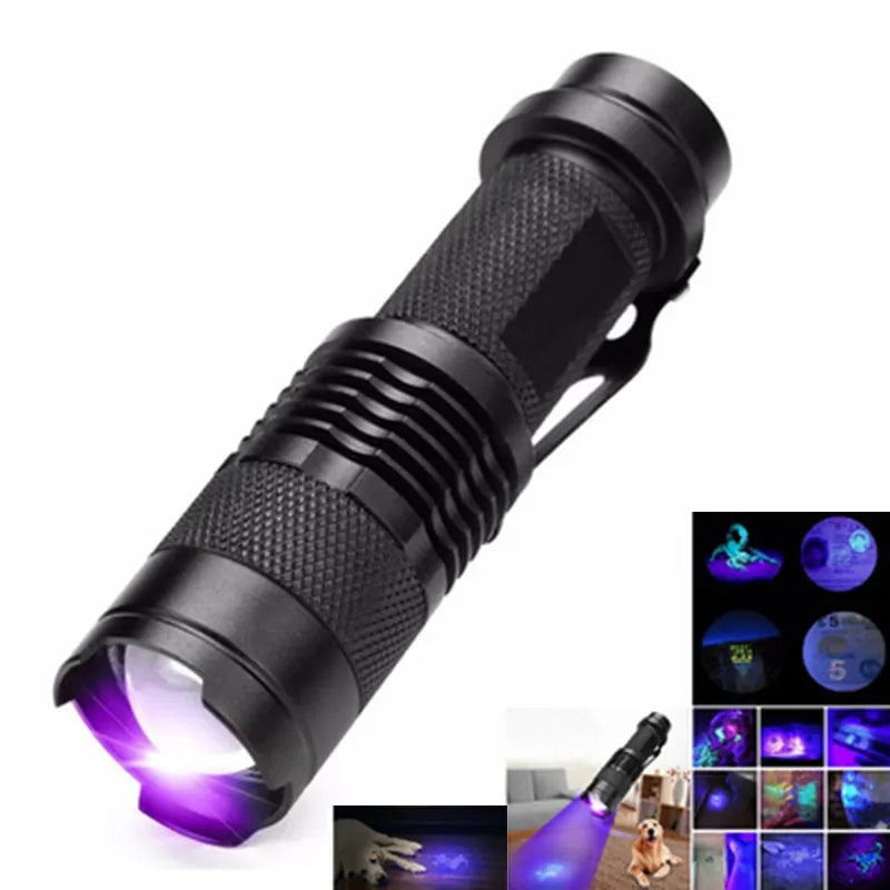 UV LED Portable Flashlight 395nm Black Light Wavelength Violet Flashlight Pet Urine Scorpion Feminine Hygiene Detector Torch-WAYBIKER