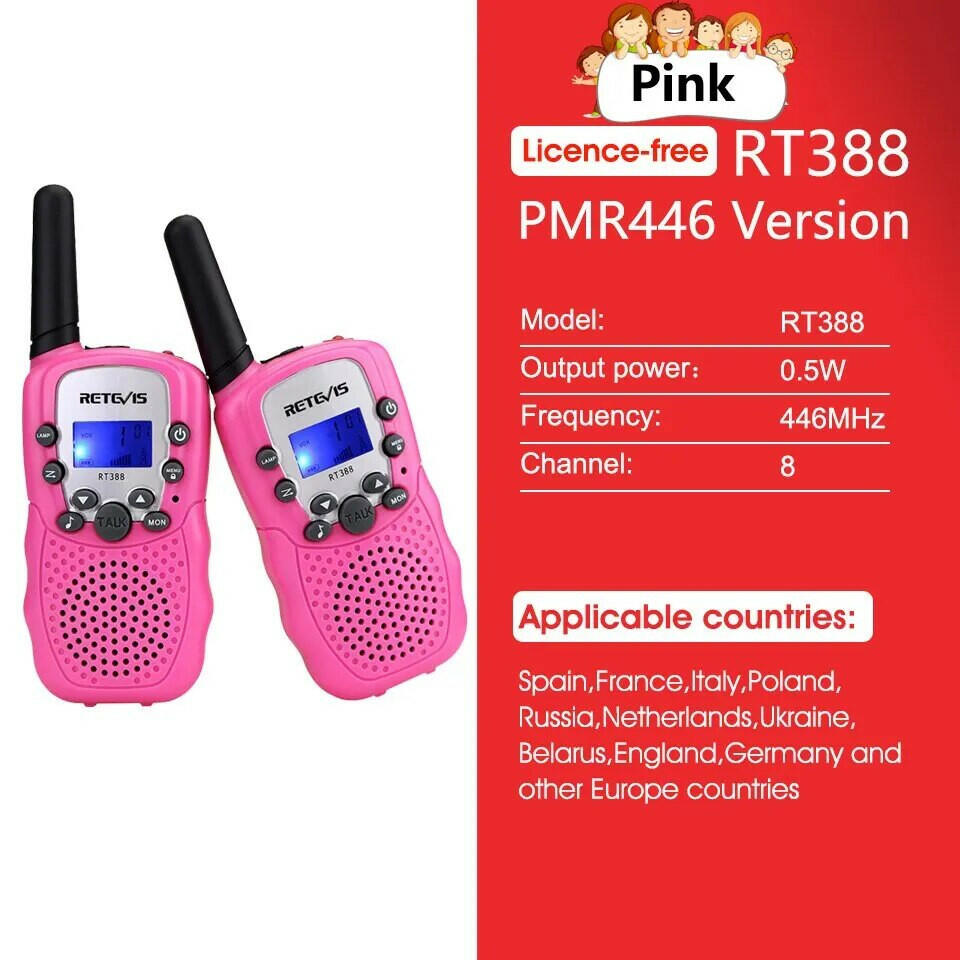 RETEVIS RT388 Walkie Talkie Children 2 Pcs Children Radio Receiver WalkieTalkies Kids Birthday Gift Child Toys for Boys Girls-WAYBIKER
