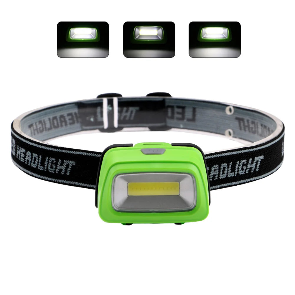 Mini COB Headlamp 3 Modes Head Flashlight Power By AAA Battery linterna frontal led de cabeza For Fishing Camping Climbing-WAYBIKER