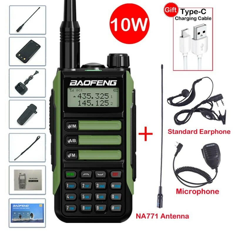 2023 Baofeng UV-16 MAX Walkie Talkie 10 KM Military 10W Powerful Waterproof VHF UHF CB Ham Dual Band Two Way Radio USB-C Charger-WAYBIKER
