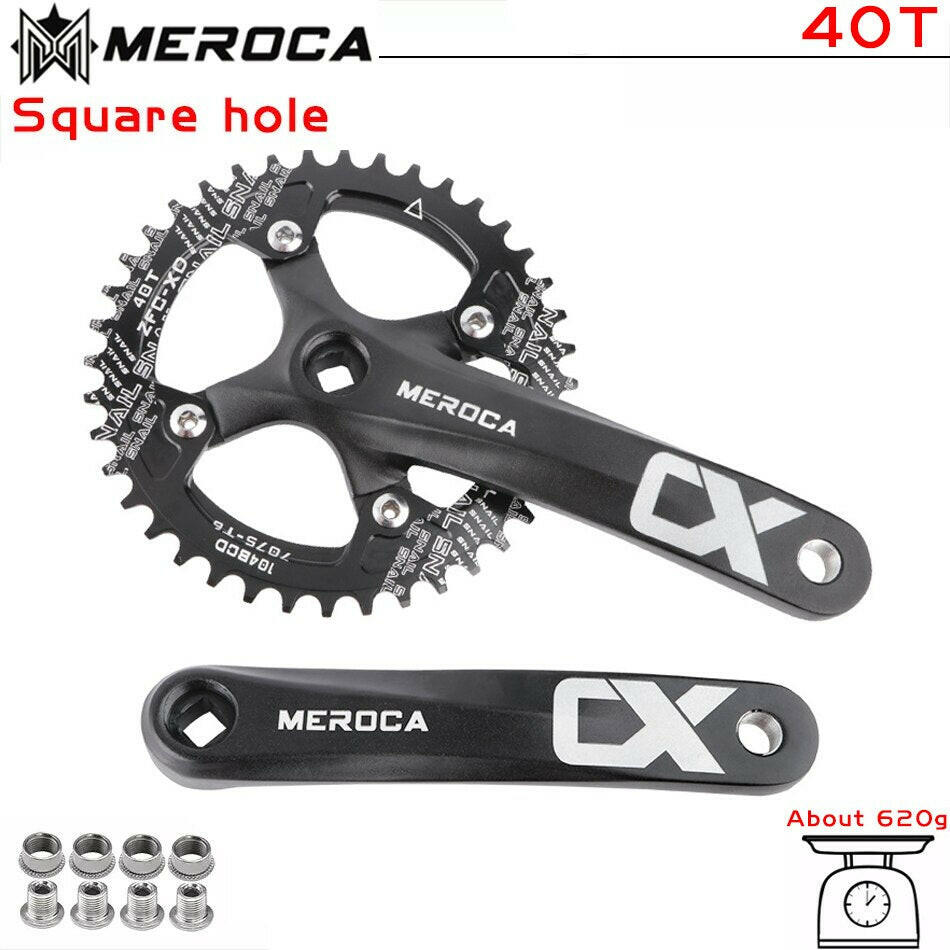 MEROCA CX Square Hole Bicycle Crankset 104BCD Aluminum Alloy IXF Square Hole Mountain Bike Crankset 170mm 32T/34T/36T/38T/40T/42-WAYBIKER