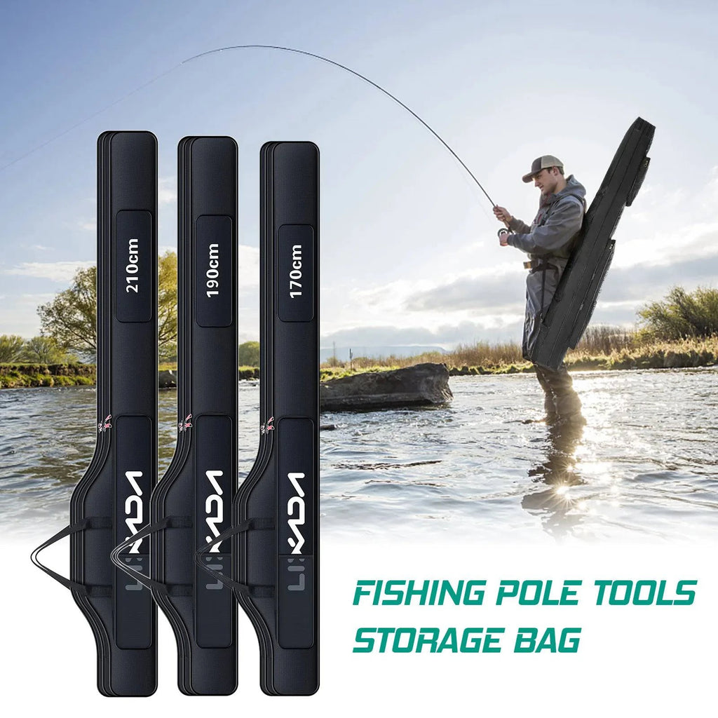 Fishing Bag Portable Folding Fishing Rod Reel Bag Fishing Pole Gear Tackle Tool Carry Case Carrier Travel Storage Bag Organizer-WAYBIKER