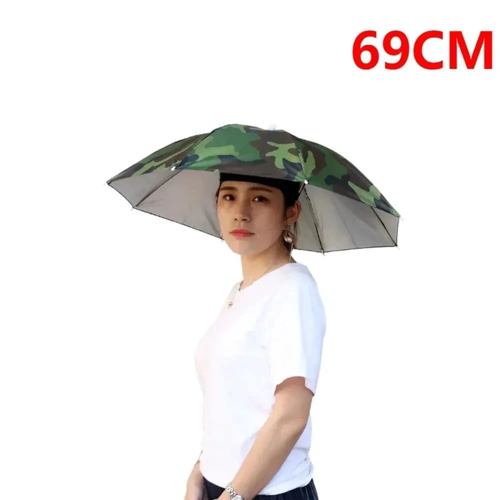 Foldable Outdoor Umbrella Hat Women Men Fishing Double Layer Headwear Sun Cap Camping Fishing Headwear Cap Beach Head Hats-WAYBIKER