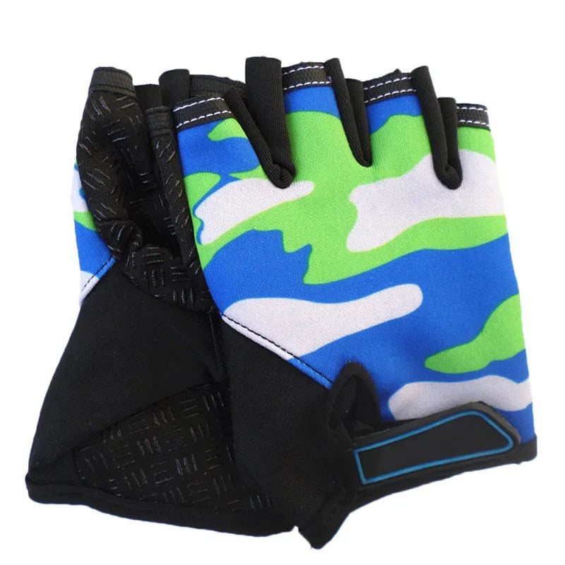 1 Pair Children's Gloves Half Finger Outdoor Sports Kids Cycling Boys Girls Protection Antislip Breathable Spring Summer Gloves-WAYBIKER