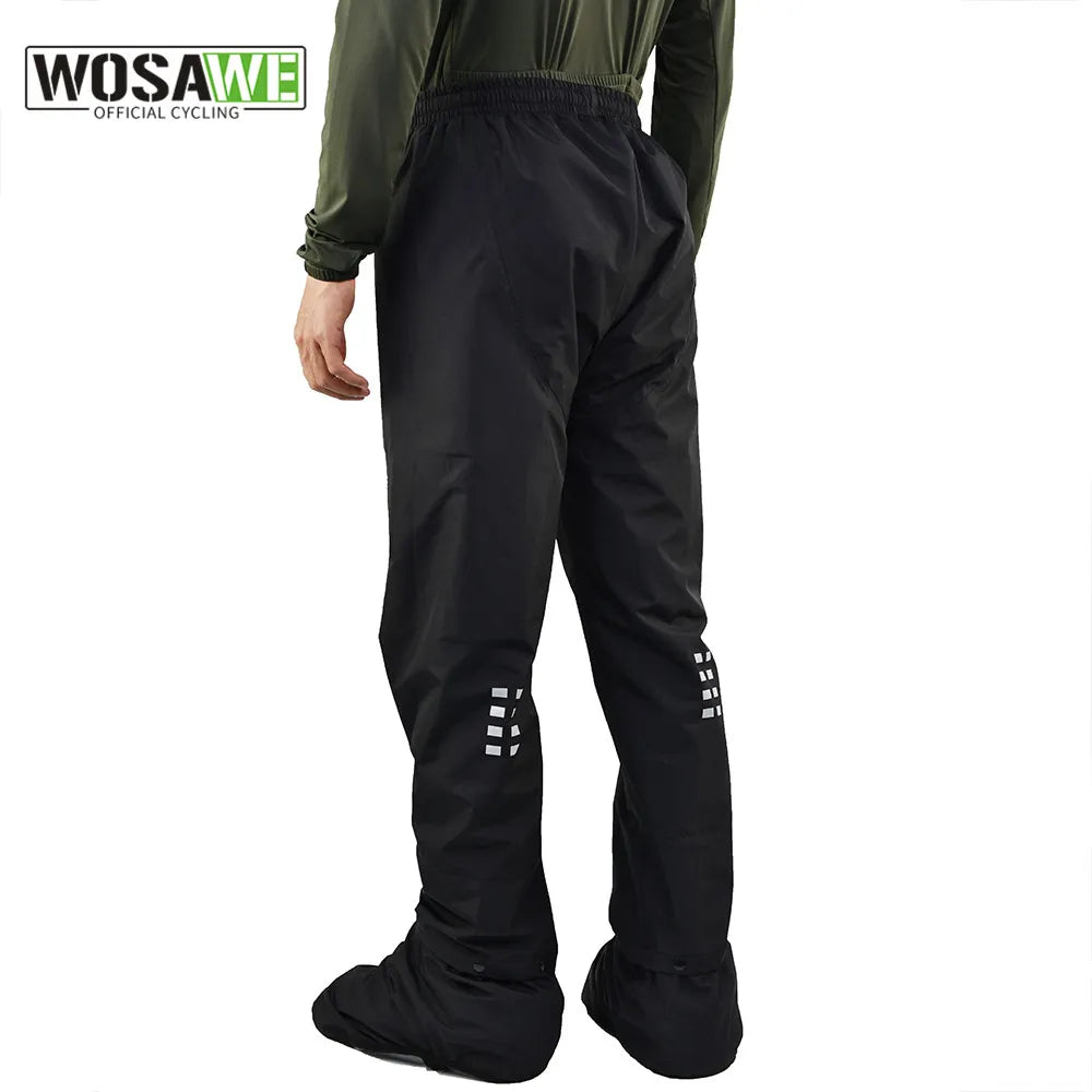 WOSAWE Cycling Rain Pants Waterproof Reflective MTB Bike Rain Trouser Sports Multi-use Running Hiking Camping Fishing Rain Pant-WAYBIKER