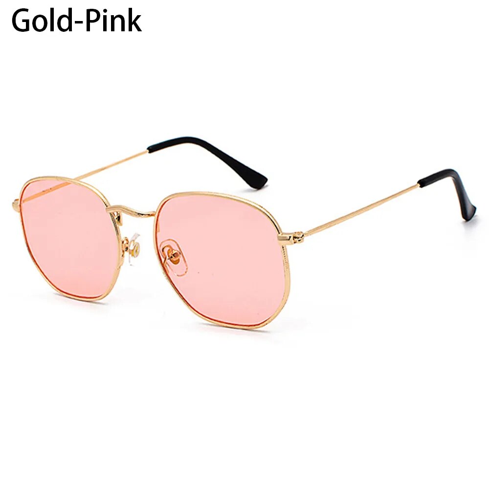 Small Square Sunglasses for Men and Women Polygon Mirrored Lens Sun Glasses Driving Eyewear Fashion Metal Frame Glasses UV400-WAYBIKER