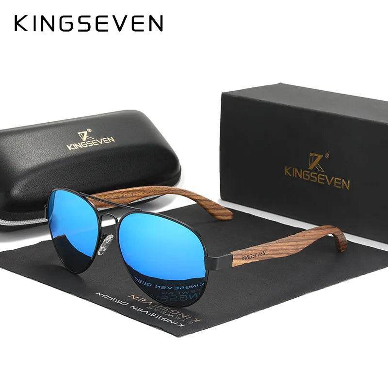 KINGSEVEN New Photochromic Pilot Sunglasses Men Polarized UV400 Fashion Sunglass Mirror Wood sun glasses Driving-WAYBIKER