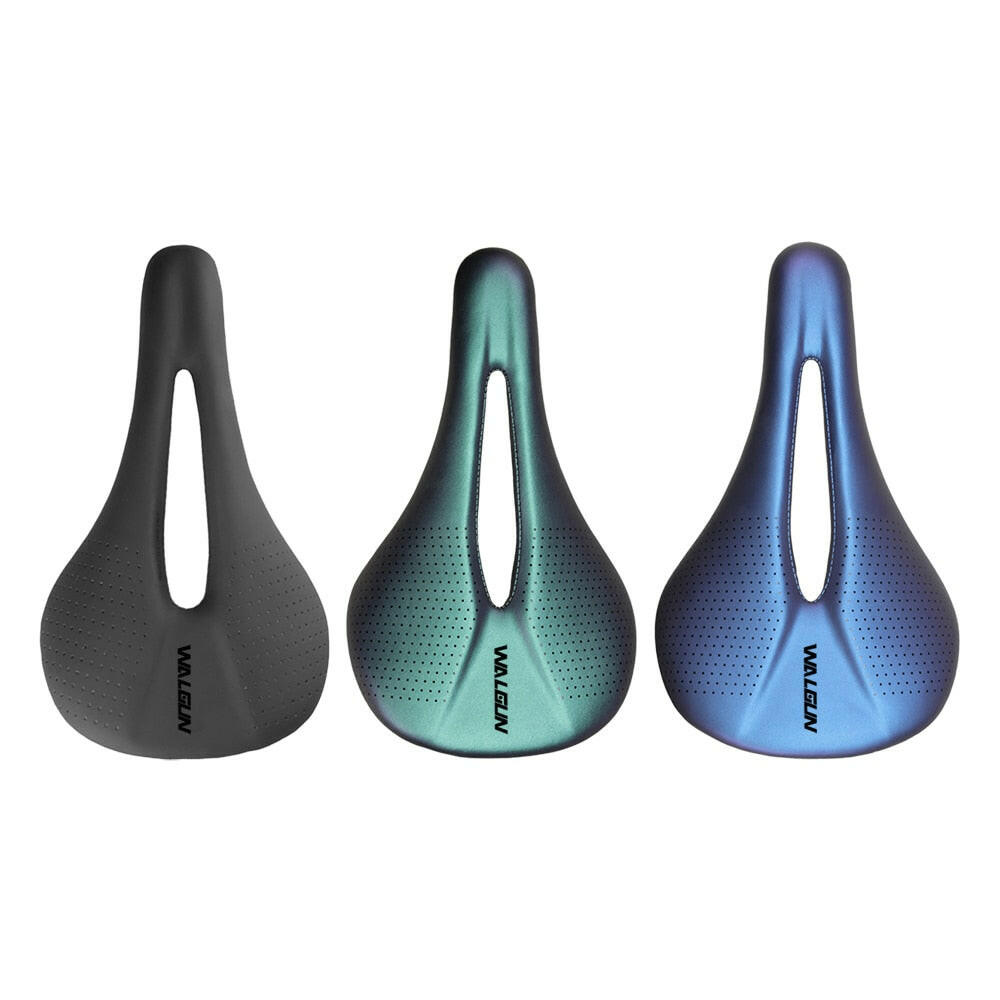 Walgun Lightweight Carbon Leather Bicycle Saddle 143mm MTB/Road Bike Seat for Men Women Triathlon TT Racing Bike Saddle Parts-WAYBIKER