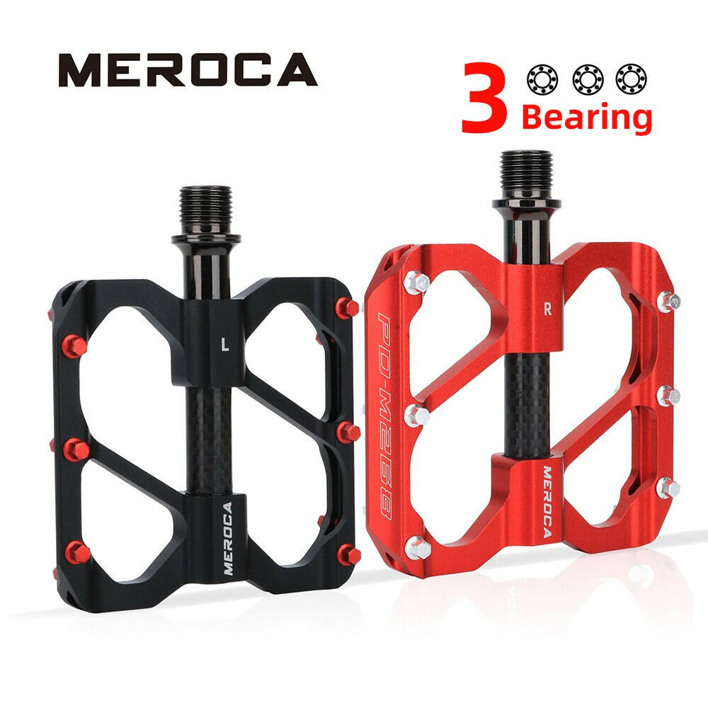 MEROCA Bicycle Pedal 3 Bearing Non-Slip Mtb Pedals Sealed Three Bearin