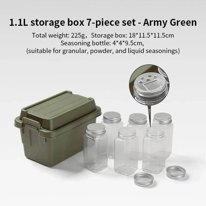 1.1L Outdoor Camping Storage Box Travel BBQ Utensils Organizer Seasoning Bottle Storage Box Portable Desktop Tissue Container-WAYBIKER