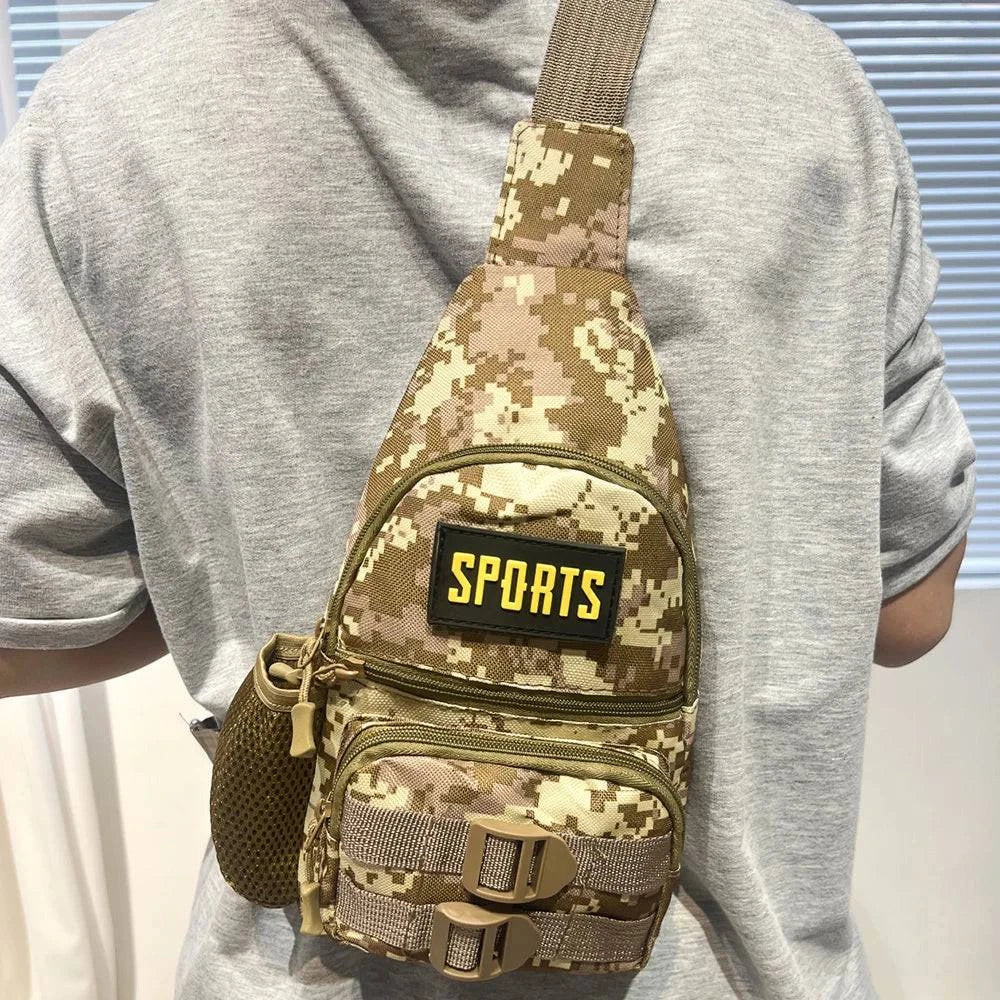 Camouflage Large-capacity Chest Bag Outdoor Multi-pocket Crossbody Bag for Outdoor Camping Hiking-WAYBIKER