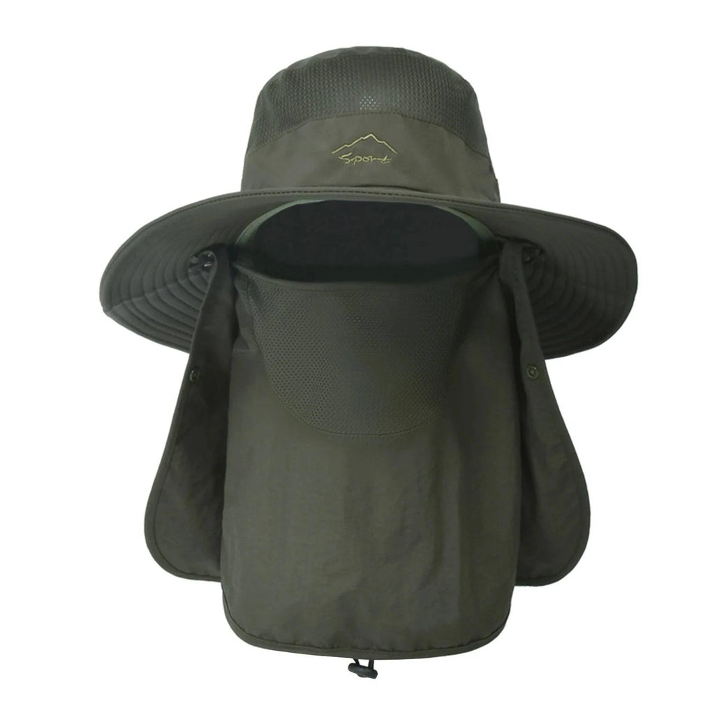 Outdoor Sun Hat UV Protection Wide Brim Neck Flap Face Cover Multifunctional Cap for Hiking Fishing Beach-WAYBIKER