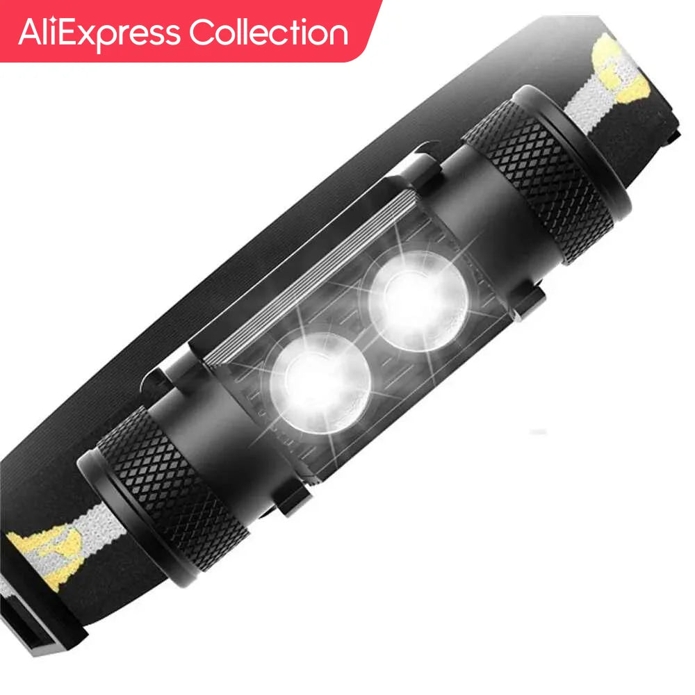 AliExpress Collection H25S Headlamp 18650 Headlight Dual Luminus SST40 LED 1200lm USB Rechargeable Outdoor Tactical Working Lamp-WAYBIKER