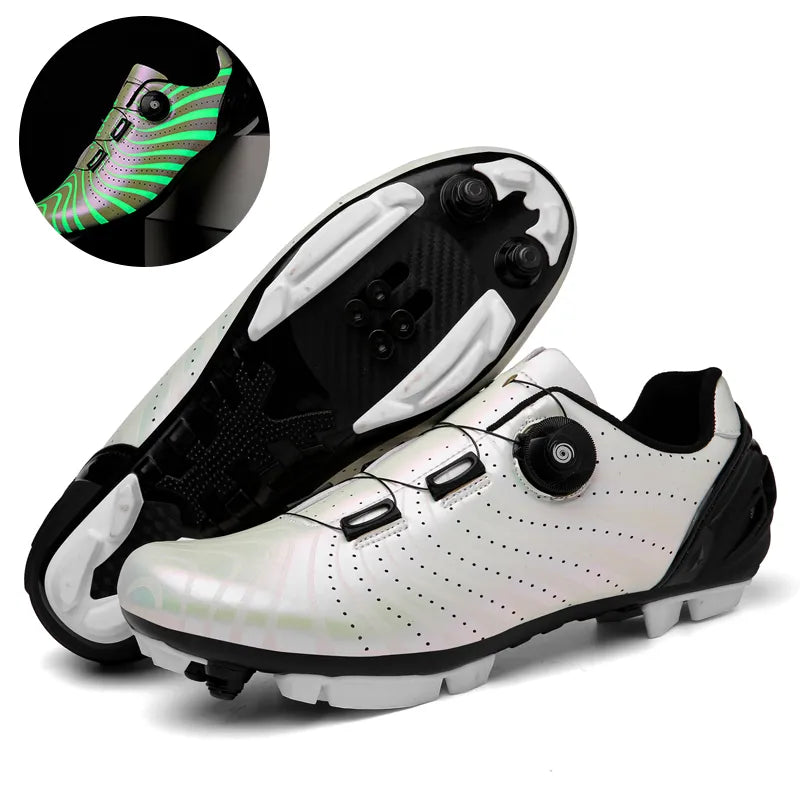 Men Women Cycling Sneakers Luminous MTB Shoes Mountain SPD Bike Sneakers City Road Racing Shoes Flat Non-Locking Bicycle Shoes-WAYBIKER