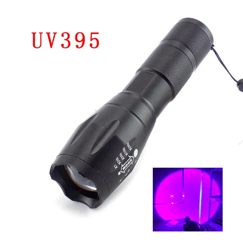 UV Led Flashlight 365nm 395nm Ultraviolet 3W Zoomable Invisible Cat Dog Pet Stains Hunting Marker Check Light 18650 Torch-WAYBIKER