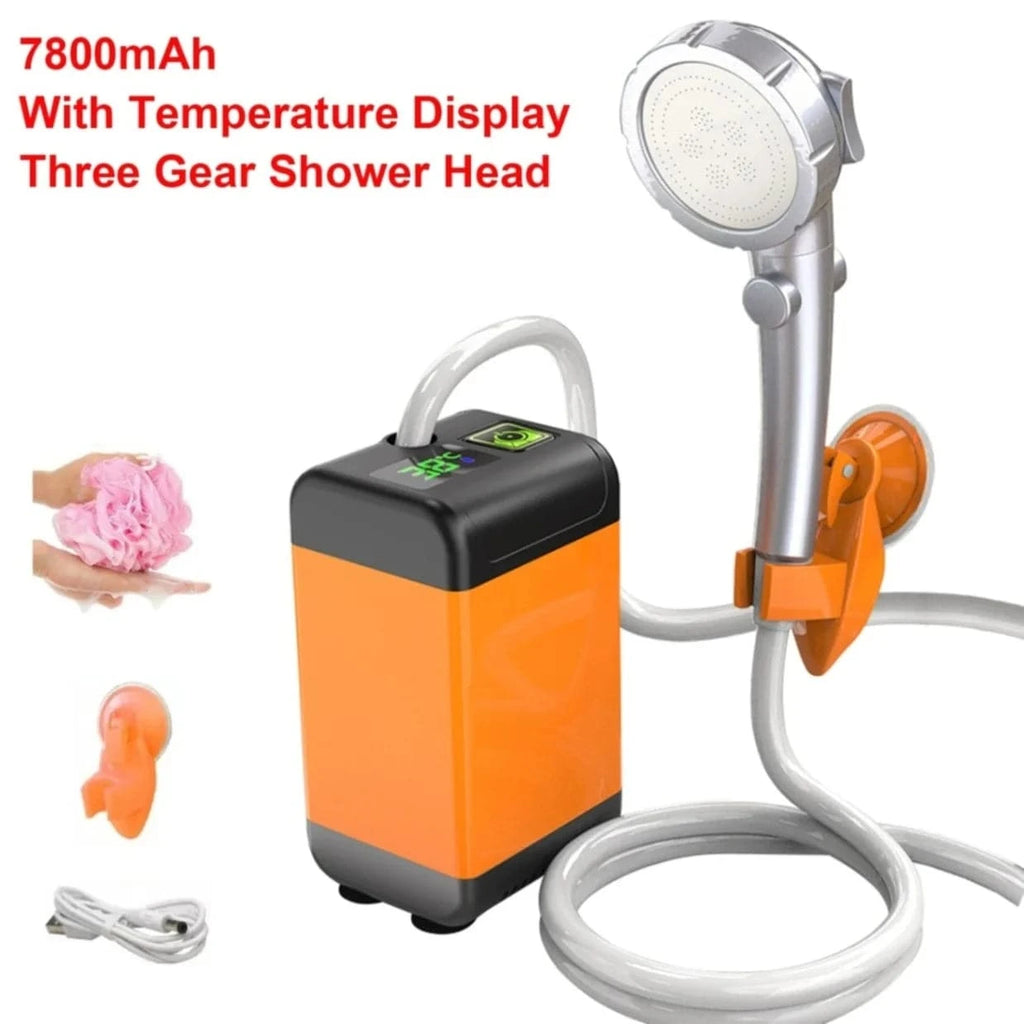 Portable Outdoor Camping Shower Pump with Intelligent Digital Display Electric Portable Camping Shower for Travel Beach Pet-WAYBIKER