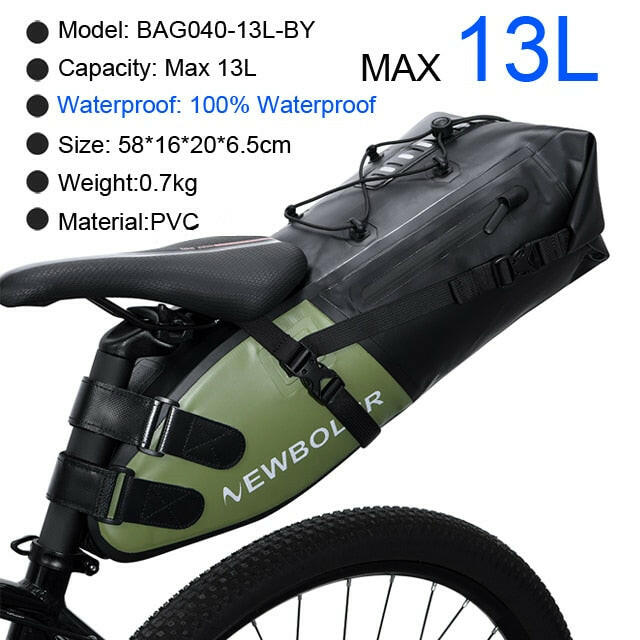NEWBOLER Bike Bag Waterproof 13L Large Capacity Bicycle Saddle Bag Cycling Foldable Tail Rear Bag MTB Road Trunk Bikepacking-WAYBIKER