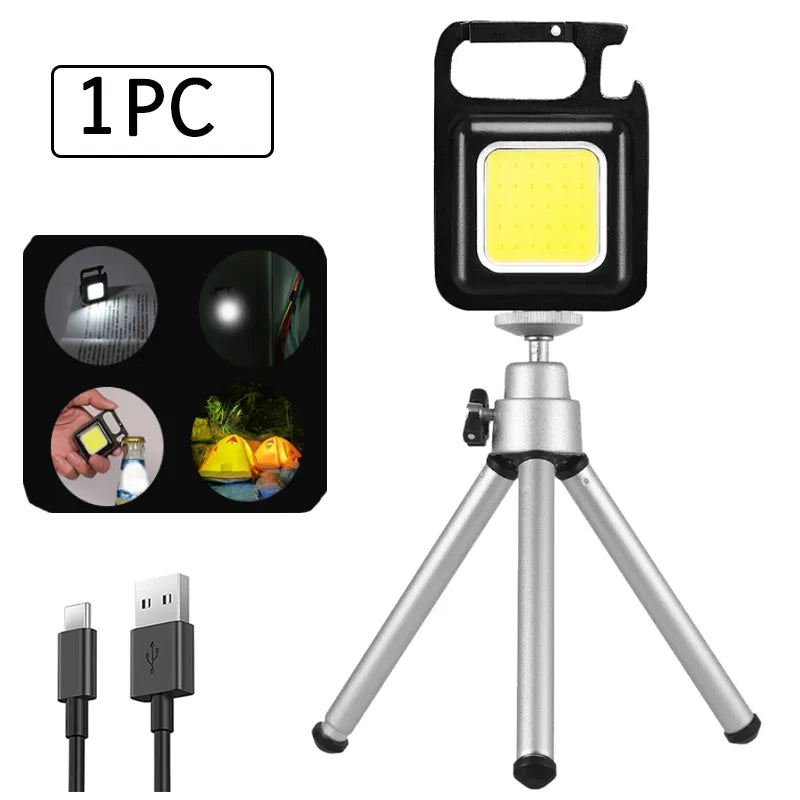 Mini LED WorkLight Portable Pocket FlashLight Keychains USB Rechargeable Outdoor Camping LIGHT Small Light Corkscrew-WAYBIKER