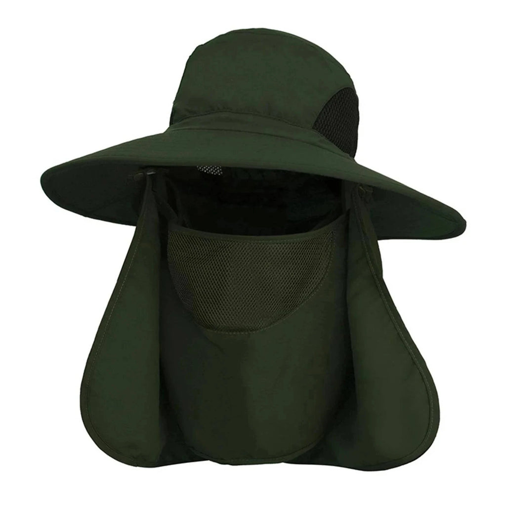 Outdoor UV Protection Sun Hat Fishing Hat with Face Cover and Neck Flap for Men and Women Hiking Climbing Gardening-WAYBIKER