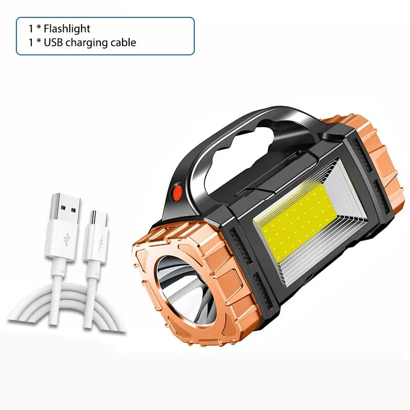 High Power Rechargeable LED Flashlight Multifunctional Portable Light with Side Light Waterproof Multiple Lighting Modes-WAYBIKER