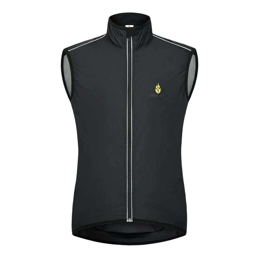 WOSAWE Men's Cycling Vest Wind Jacket Sleeveless Bicycle Gilet Black Lightweight Outdoor Windproof MTB Sports Wind Vest Mesh-WAYBIKER