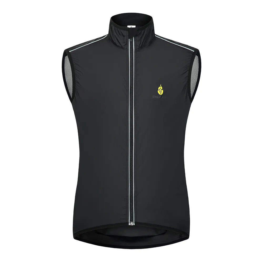 WOSAWE Men's Cycling Vest Wind Jacket Sleeveless Bicycle Gilet Black Lightweight Outdoor Windproof MTB Sports Wind Vest Mesh-WAYBIKER
