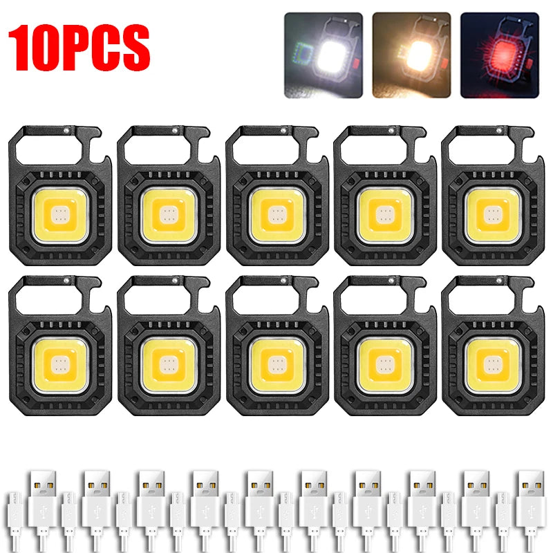 Multifunctional Mini COB LED Working Light USB Rechargeable Portable Flashlight KeychainTorch Outdoor Camping Lantern-WAYBIKER