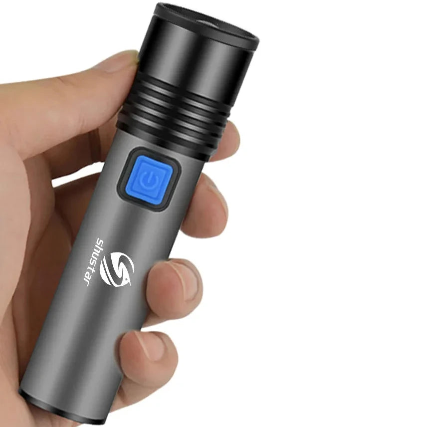 USB Rechargeable LED Flashlight With T6 LED Built-in 1200mAh lithium battery Waterproof camping light Zoomable Torch-WAYBIKER
