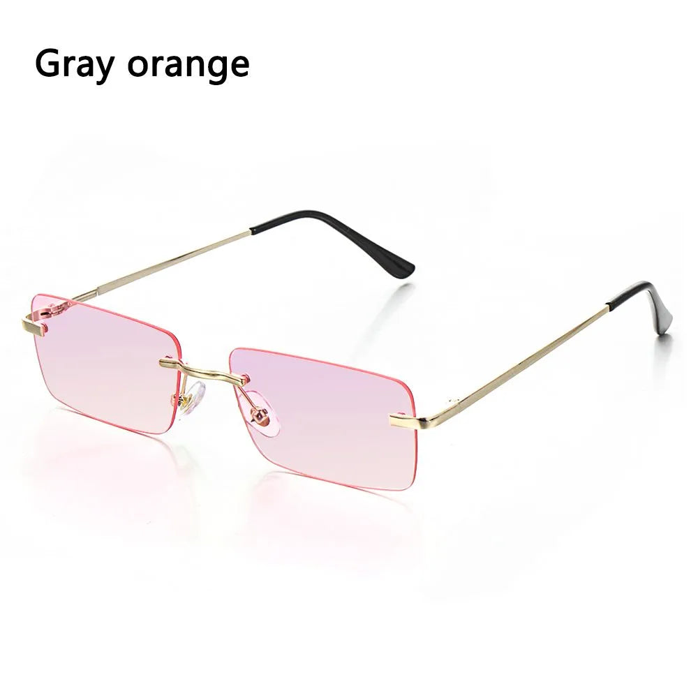 Fashion Luxury Design Rectangle Rimless SunGlasses Unisex Gradient Glasses Women Vintage Sunglasses UV400-WAYBIKER