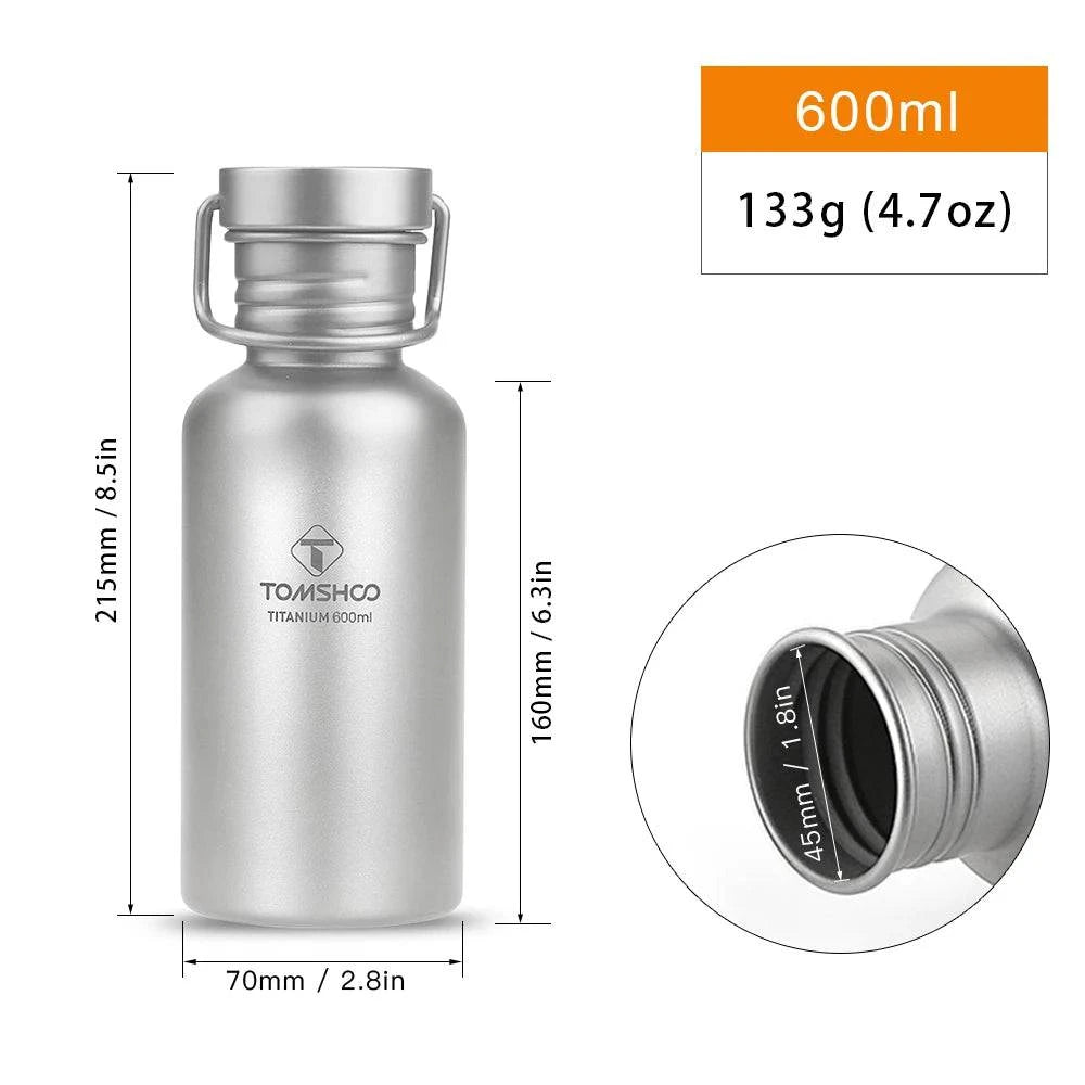 TOMSHOO Full Titanium Water Bottle Ultralight Drinking Bottle for Outdoor Camping Hiking Cycling Accessories 2022 New-WAYBIKER