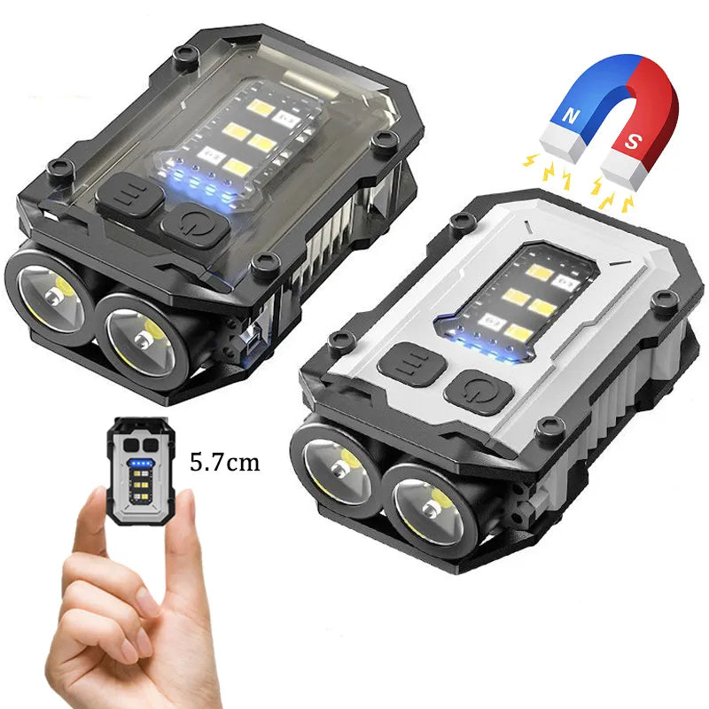Multifunctional Mini EDC Keychain Light USB Rechargeable Flashlight With Tail Magnet Outdoor Waterproof Work Light Camping Lamp-WAYBIKER