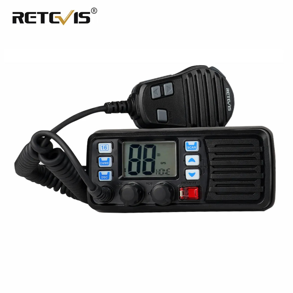 Retevis RM20 VHF Marine Radio IP67 Waterproof 25W 88CH with GPS NOAA Fixed-Mount Class D DSC Two-Way Radio Transceiver for Boats-WAYBIKER