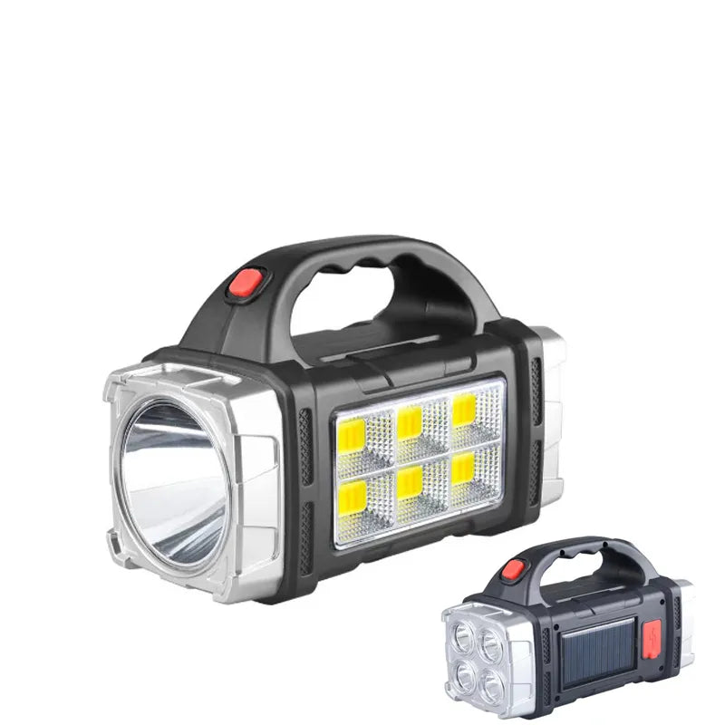 Super Bright Solar LED Flashlight With COB Work Lights Portable Emergency Spotlight Power Bank 4 Modes Outdoor Solar Torch Light-WAYBIKER
