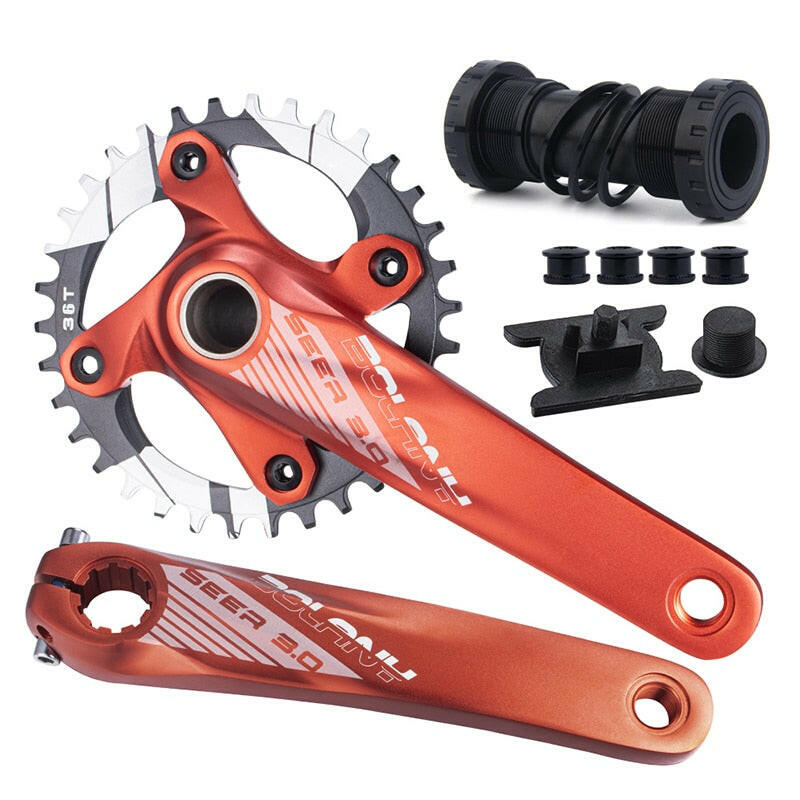 BOLANY Mountain Bike Crankset 170MM 104BCD Crankset Hollow Crank Aluminum Alloy MTB Bicycle Crank Chainring Bicycle Accessories-WAYBIKER