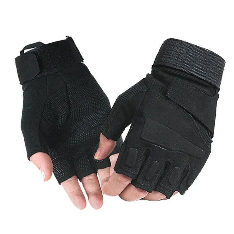 Protective Outdoor Cycling Half Finger Black Gym Gloves Anti Slip Sports Wear-resistant Fitness Gloves-WAYBIKER