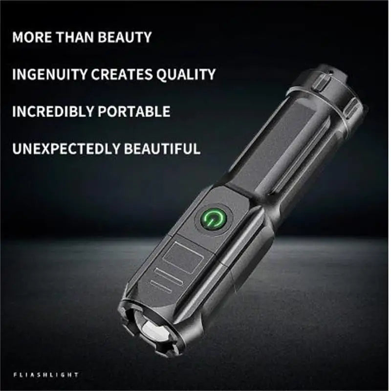 Flashlight Outdoor Lighting Lamp Telescopic Zoom Strong Light Flashlight USB Charging Small Portable Spotlight Long-Range Flood-WAYBIKER