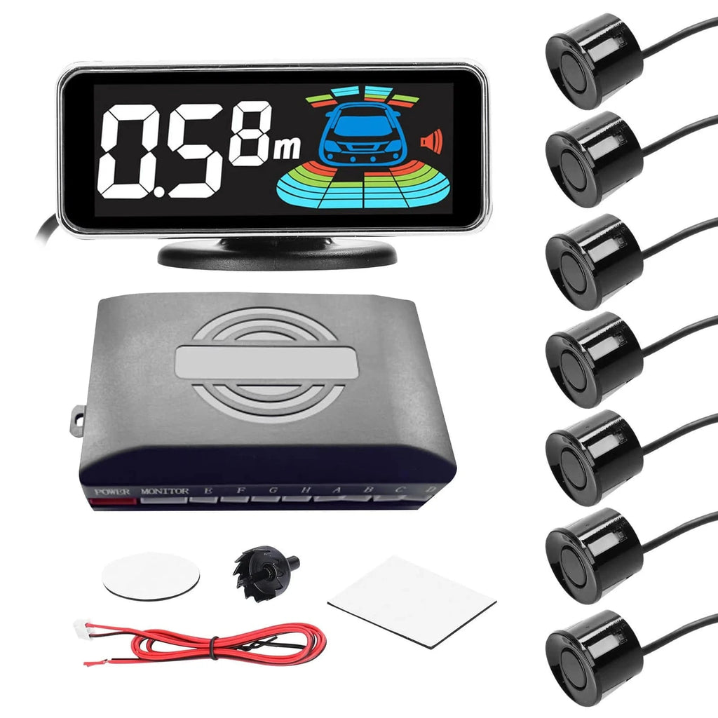 Rear Reversing Radars System LCD Display Car Parking Sensor Distance Detection Sound Warning Buzzer With 4pcs/8pcs Probes-WAYBIKER