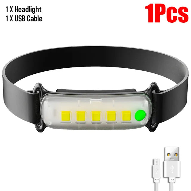 USB Rechargeable 5LED Headlamp High Power Head Flashlight 18650 Built-in battery Headlight LED Head Torch For Camping Fishing-WAYBIKER