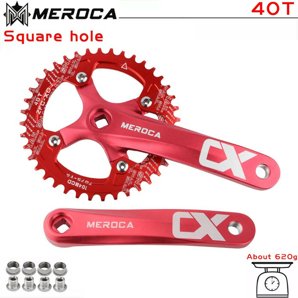 MEROCA CX Square Hole Bicycle Crankset 104BCD Aluminum Alloy IXF Square Hole Mountain Bike Crankset 170mm 32T/34T/36T/38T/40T/42-WAYBIKER