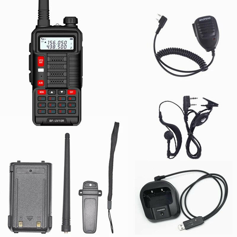 Baofeng UV-10R Walkie Talkie USB Charging 10W High Power Dual Band Two Way  Radios (Microphone Headset)-WAYBIKER