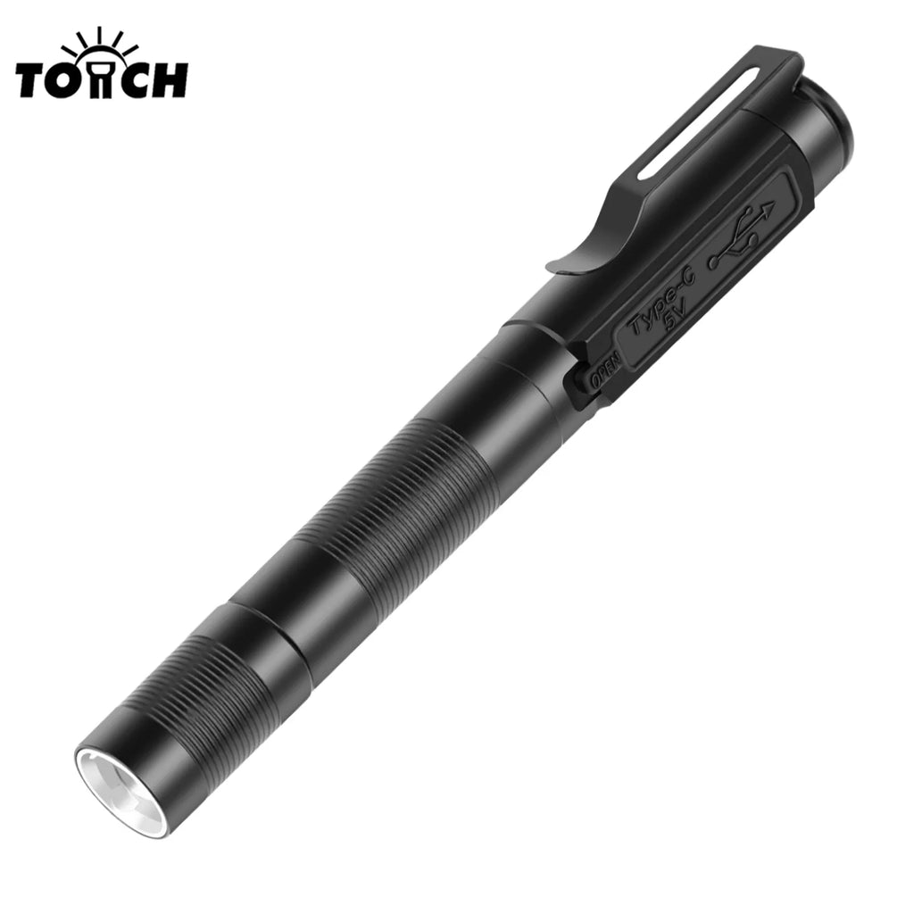 USB Rechargeable Mini Flashlights Clip Pocket Medical Penlight Waterproof Zoomable LED Torch Light-WAYBIKER