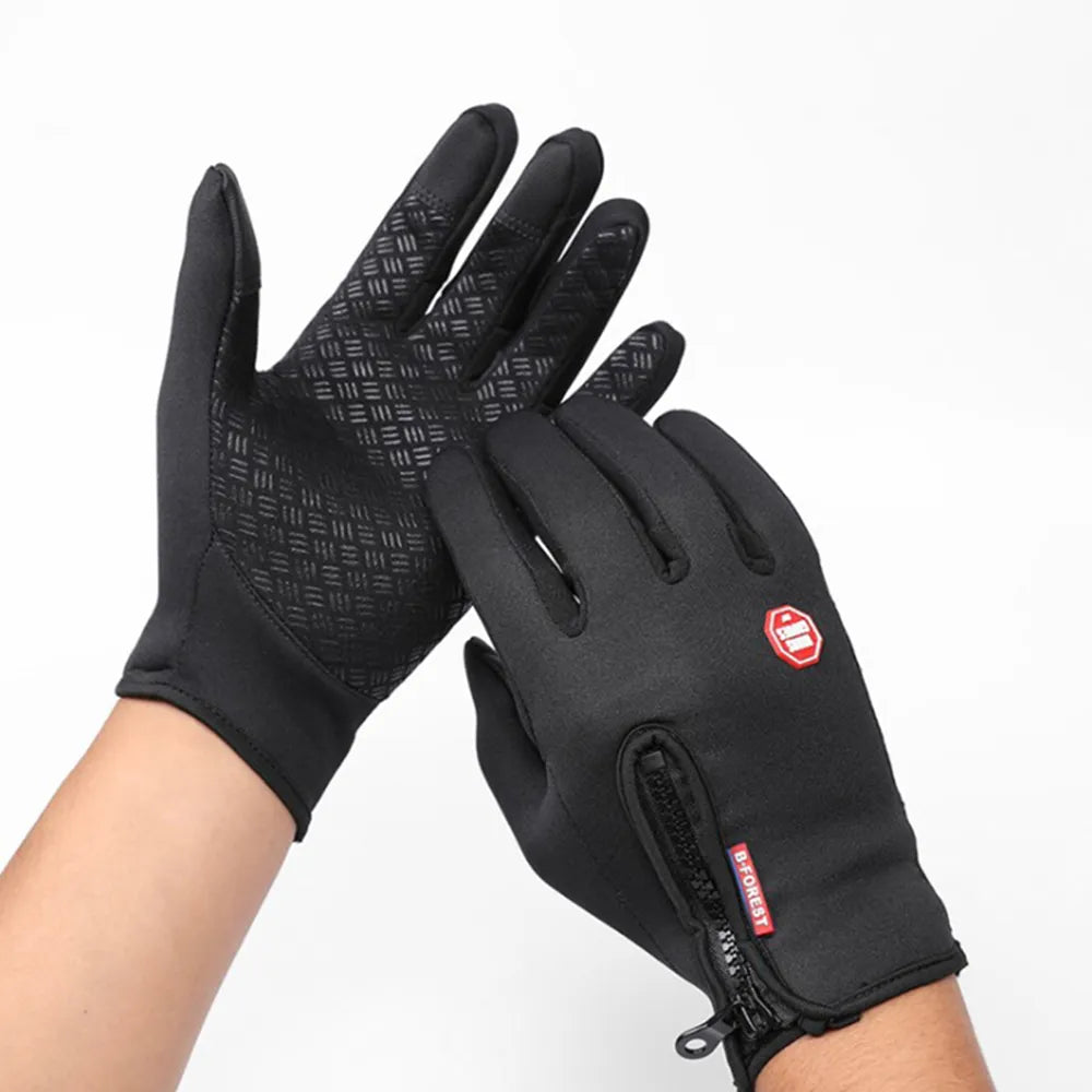 Warm Gloves For Men Waterproof Windproof Cold Gloves Snowboard Motorcycle Riding Driving Warm Touchscreen Zipper Glove-WAYBIKER