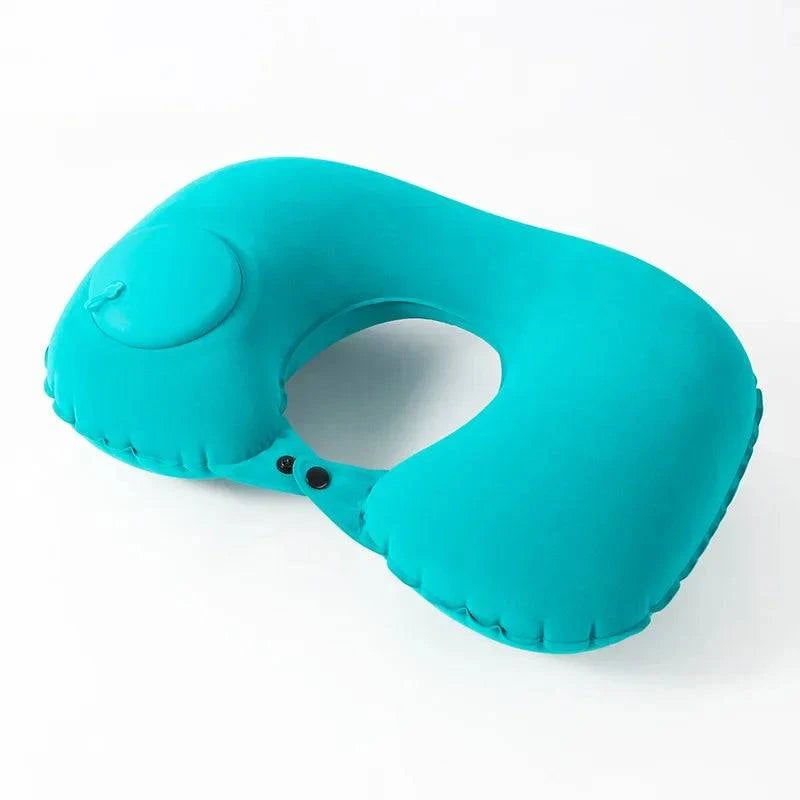 U Shape Neck Cushion Automatic Air Inflatable Pillow Compress Ring Pillow For Airplane Car Outdoor Travel-WAYBIKER